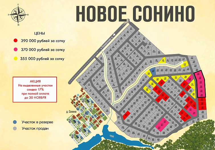 План и цены КП Новое Сонино